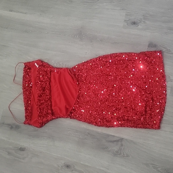 Windsor red sequin open back formal stretchy dress xs - Picture 2 of 6